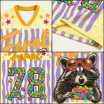 ChaoticClub Striped Raccoon Feral Eating Candy Summer Mesh Jersey