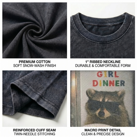 ChaoticClub Meme Raccoon Dinner Time Washed T-Shirt