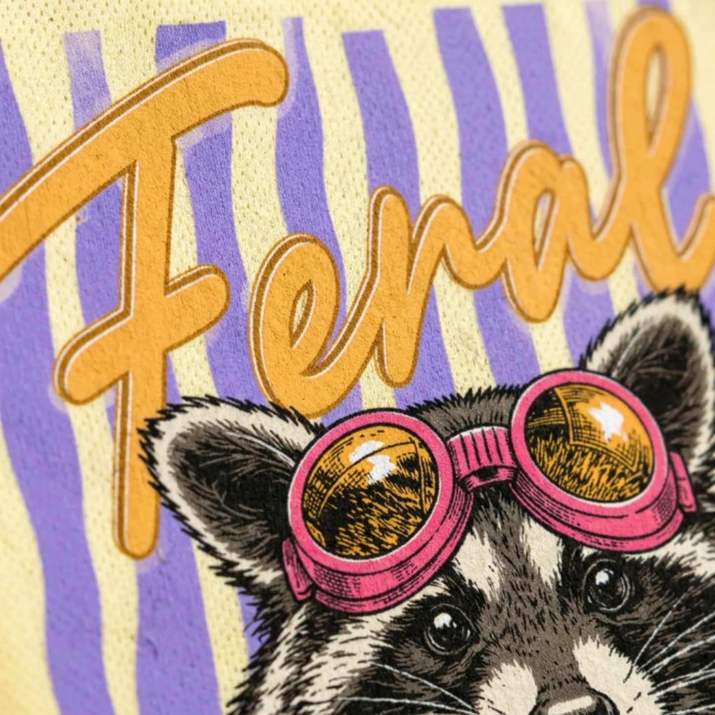 ChaoticClub Striped Raccoon Feral Eating Candy Summer Mesh Jersey