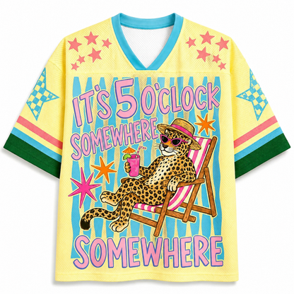ChaoticClub It’s 5 o’clock Somewhere Leopard Summer Mesh Jersey