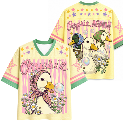 ChaoticClub Oopsie Cute Duck Floral Bubblegum Summer Mesh Jersey
