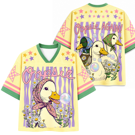 ChaoticClub Oopsie Cute Duck Floral Bubblegum Summer Mesh Jersey