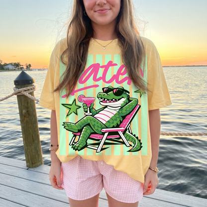ChaoticClub Summer Later Crocodile Cocktail Neon T-Shirt