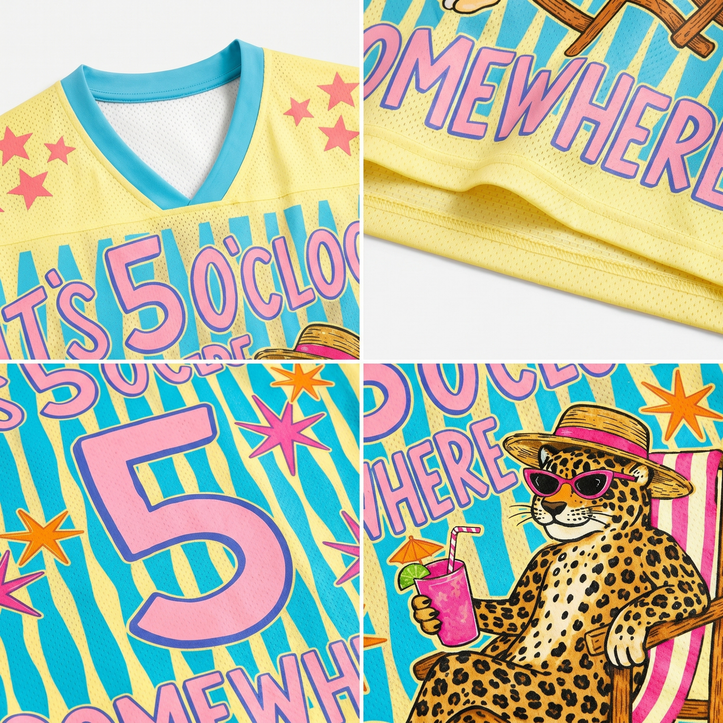ChaoticClub It’s 5 o’clock Somewhere Leopard Summer Mesh Jersey