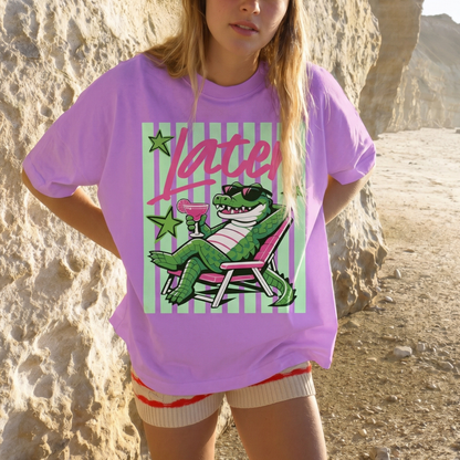 ChaoticClub Summer Later Crocodile Cocktail Neon T-Shirt
