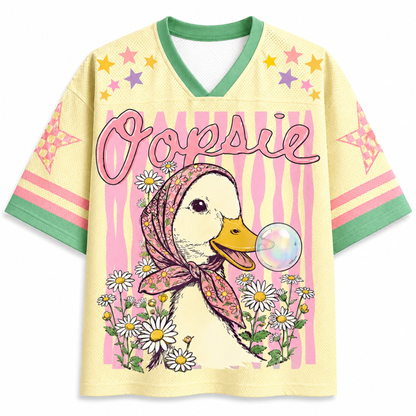 ChaoticClub Oopsie Cute Duck Floral Bubblegum Summer Mesh Jersey