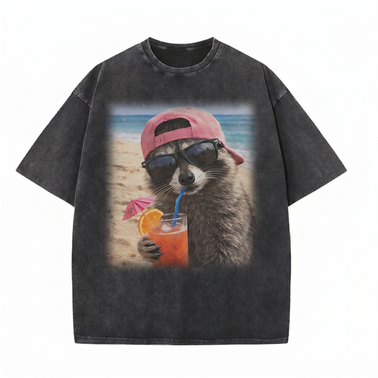 ChaoticClub Meme Feral And Salty Washed T-Shirt