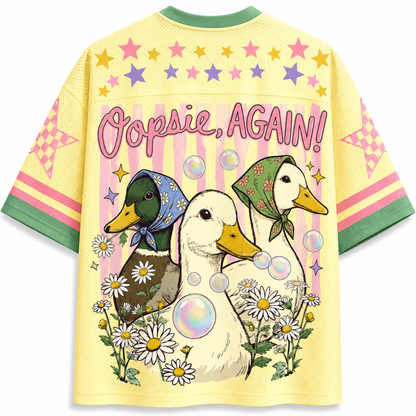 ChaoticClub Oopsie Cute Duck Floral Bubblegum Summer Mesh Jersey