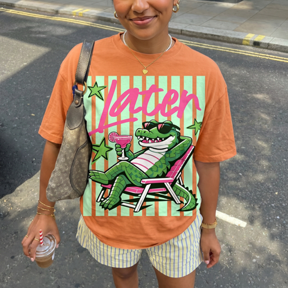 ChaoticClub Summer Later Crocodile Cocktail Neon T-Shirt