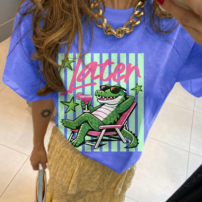 ChaoticClub Summer Later Crocodile Cocktail Neon T-Shirt