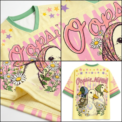 ChaoticClub Oopsie Cute Duck Floral Bubblegum Summer Mesh Jersey