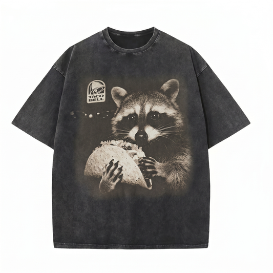 ChaoticClub Meme Raccoon Taco Lover Washed T-Shirt