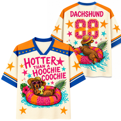 ChaoticClub Dachshund Hotter Than Hoochie Coochie Mesh Jersey
