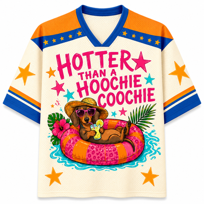 ChaoticClub Dachshund Hotter Than Hoochie Coochie Mesh Jersey