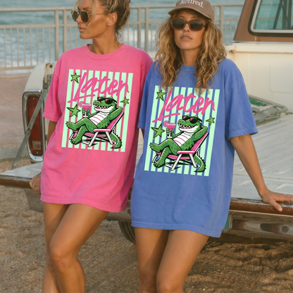ChaoticClub Summer Later Crocodile Cocktail Neon T-Shirt