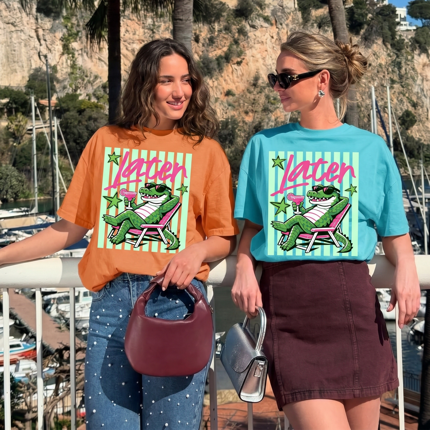 ChaoticClub Summer Later Crocodile Cocktail Neon T-Shirt