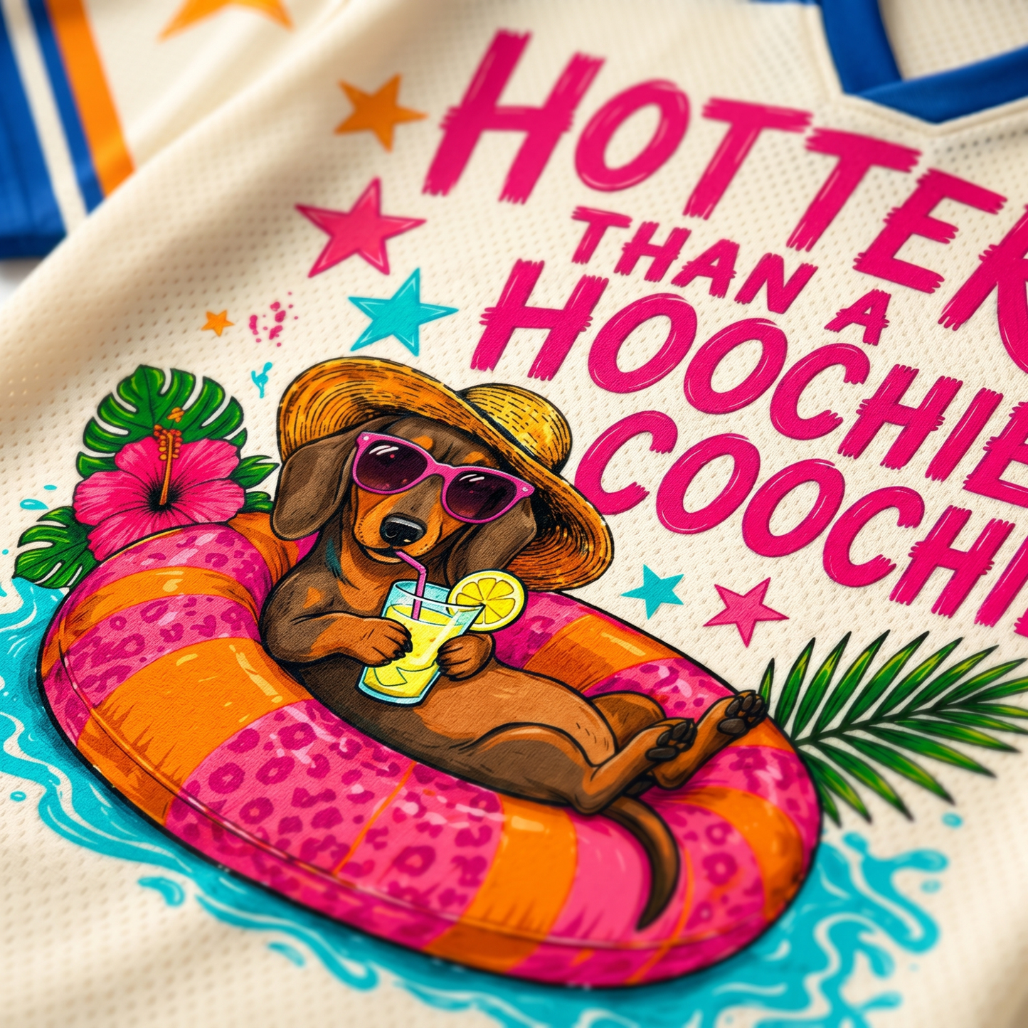 ChaoticClub Dachshund Hotter Than Hoochie Coochie Mesh Jersey