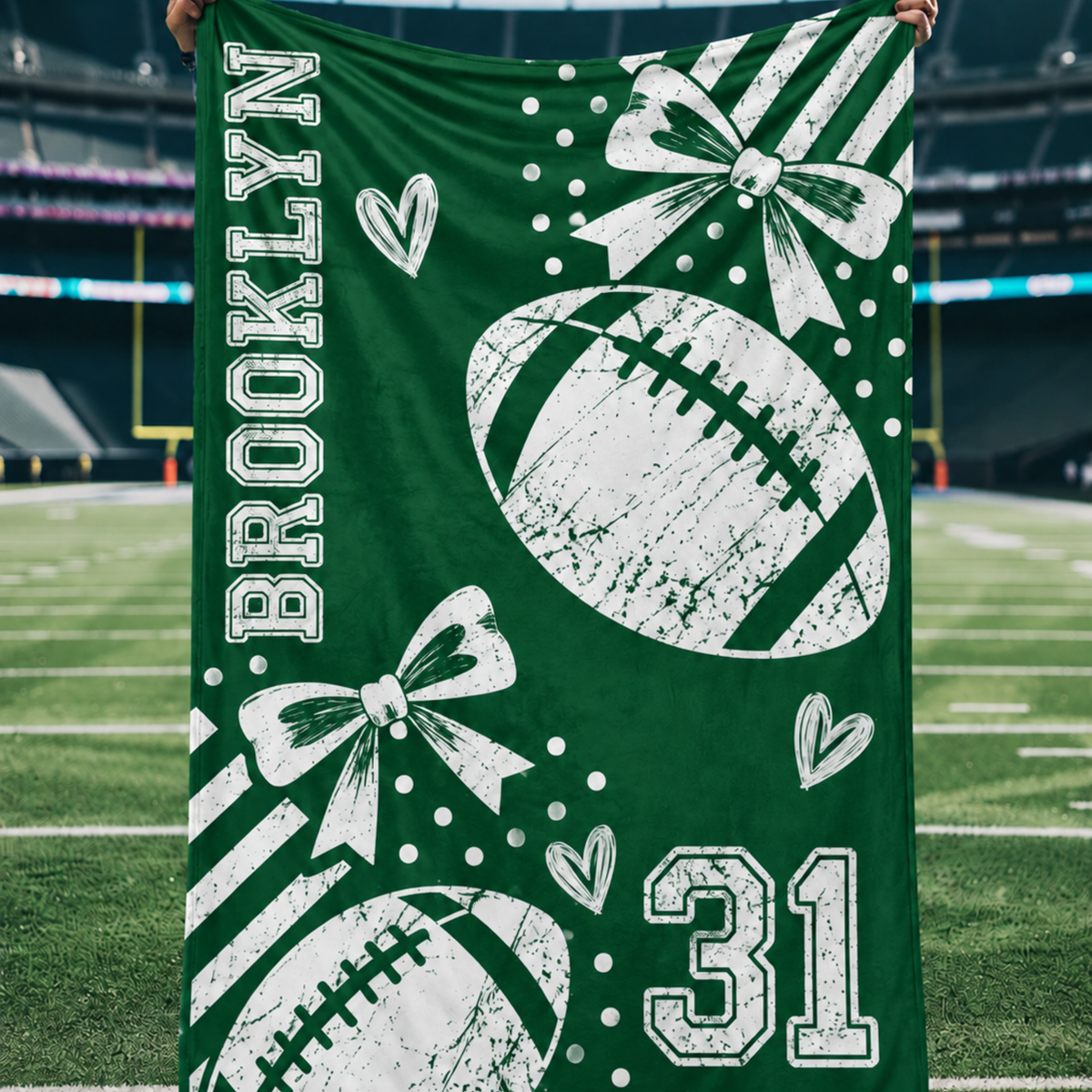 Chaotic Club Personalized Football Coquette Fleece Blanket