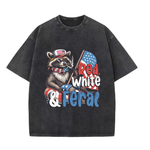 Chaoticclub 250th Red White Feral & Free Raccoon Washed T-Shirt