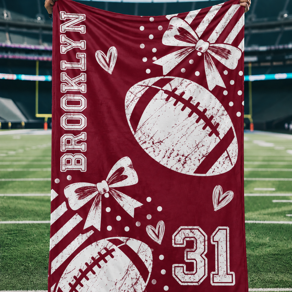 Chaotic Club Personalized Football Coquette Fleece Blanket