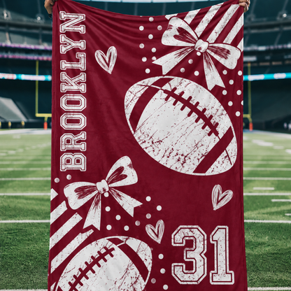 Chaotic Club Personalized Football Coquette Fleece Blanket