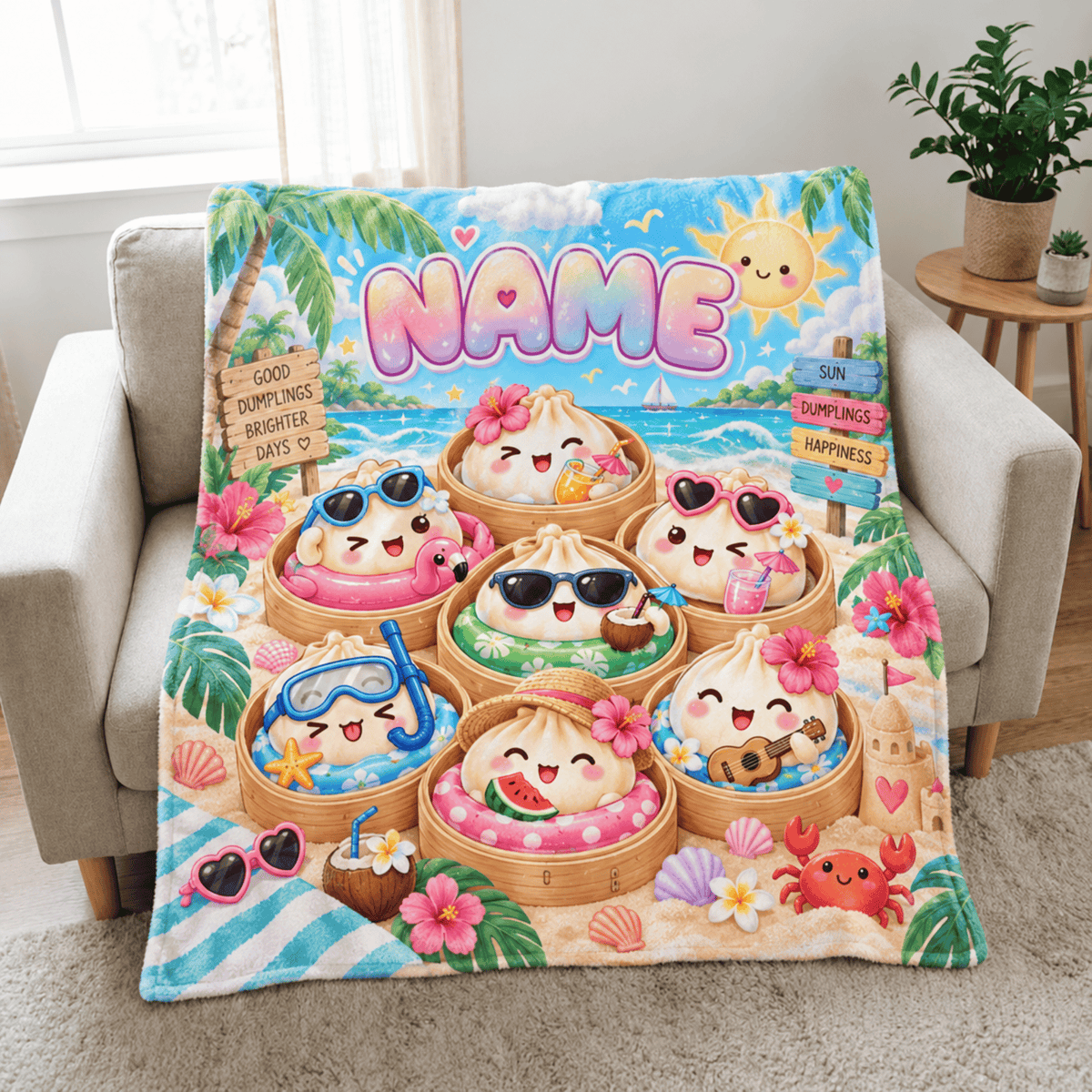 Chaotic Club Personalized Cute Dumpling Daily Life Fleece Blanket