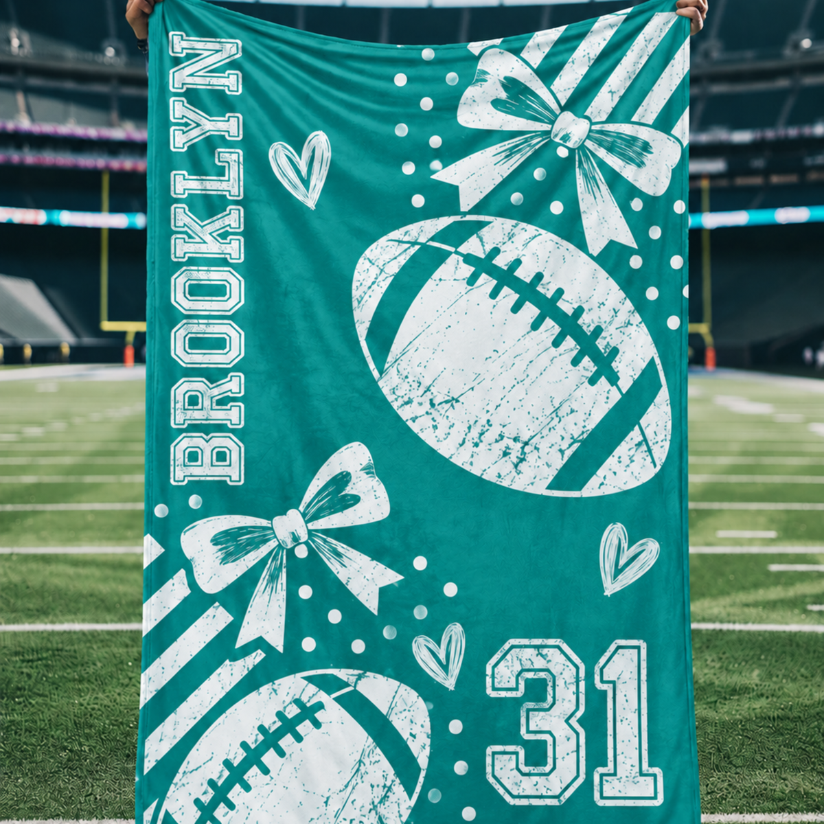 Chaotic Club Personalized Football Coquette Fleece Blanket