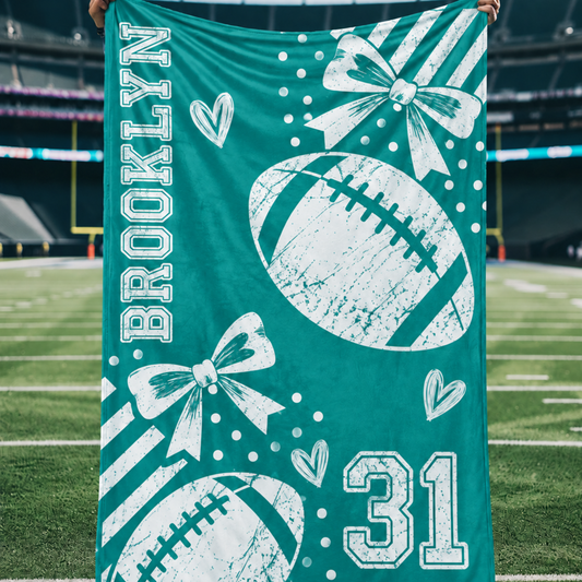 Chaotic Club Personalized Football Coquette Fleece Blanket