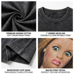 Chaoticclub Disgusting Doll Face Meme Washed T-Shirt