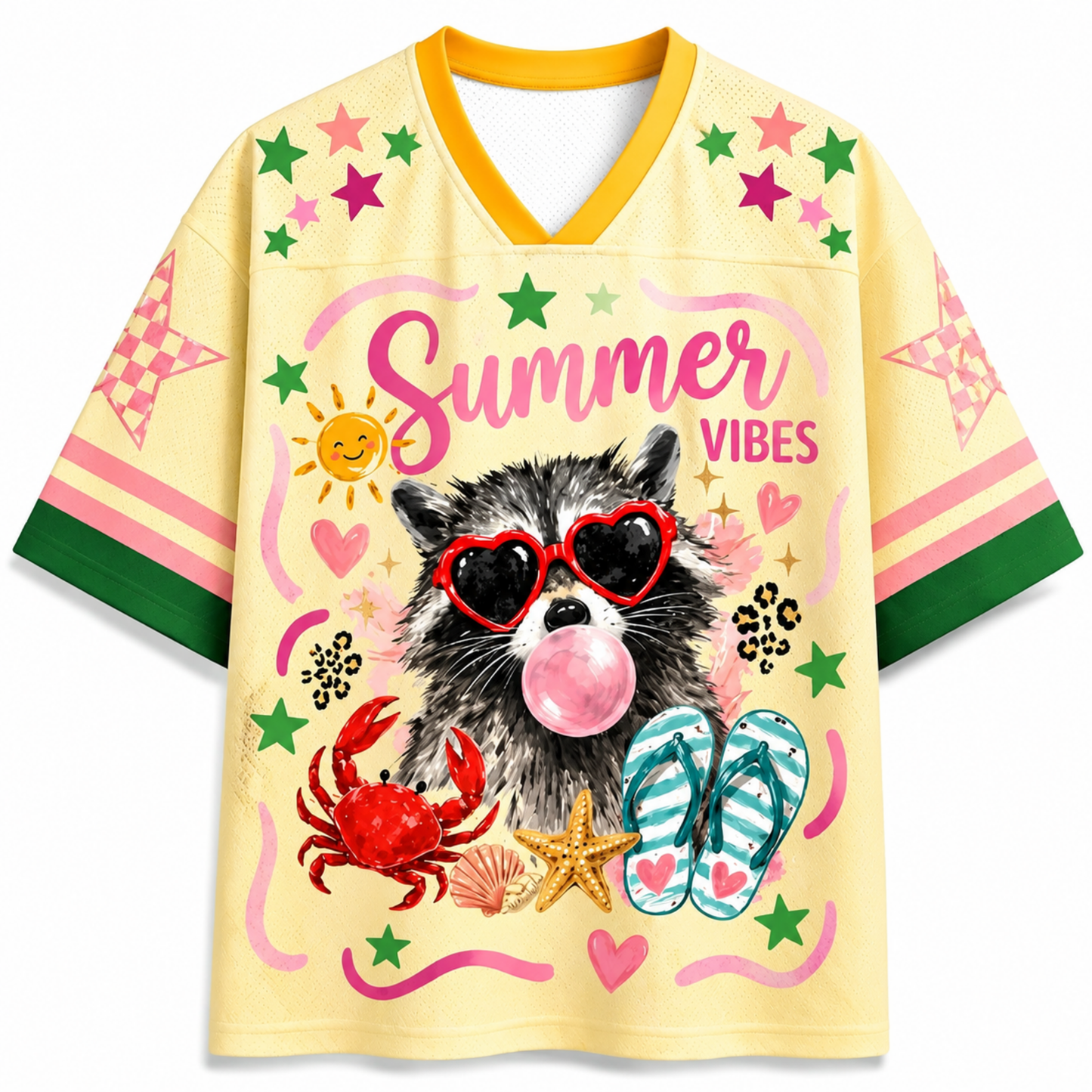 ChaoticClub Feral and Salty Bubble Gum Raccoon Summer Mesh Jersey