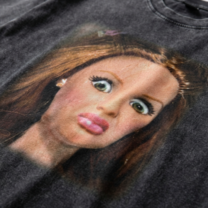 Chaoticclub Disgusting Doll Face Meme Washed T-Shirt