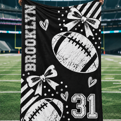 Chaotic Club Personalized Football Coquette Fleece Blanket