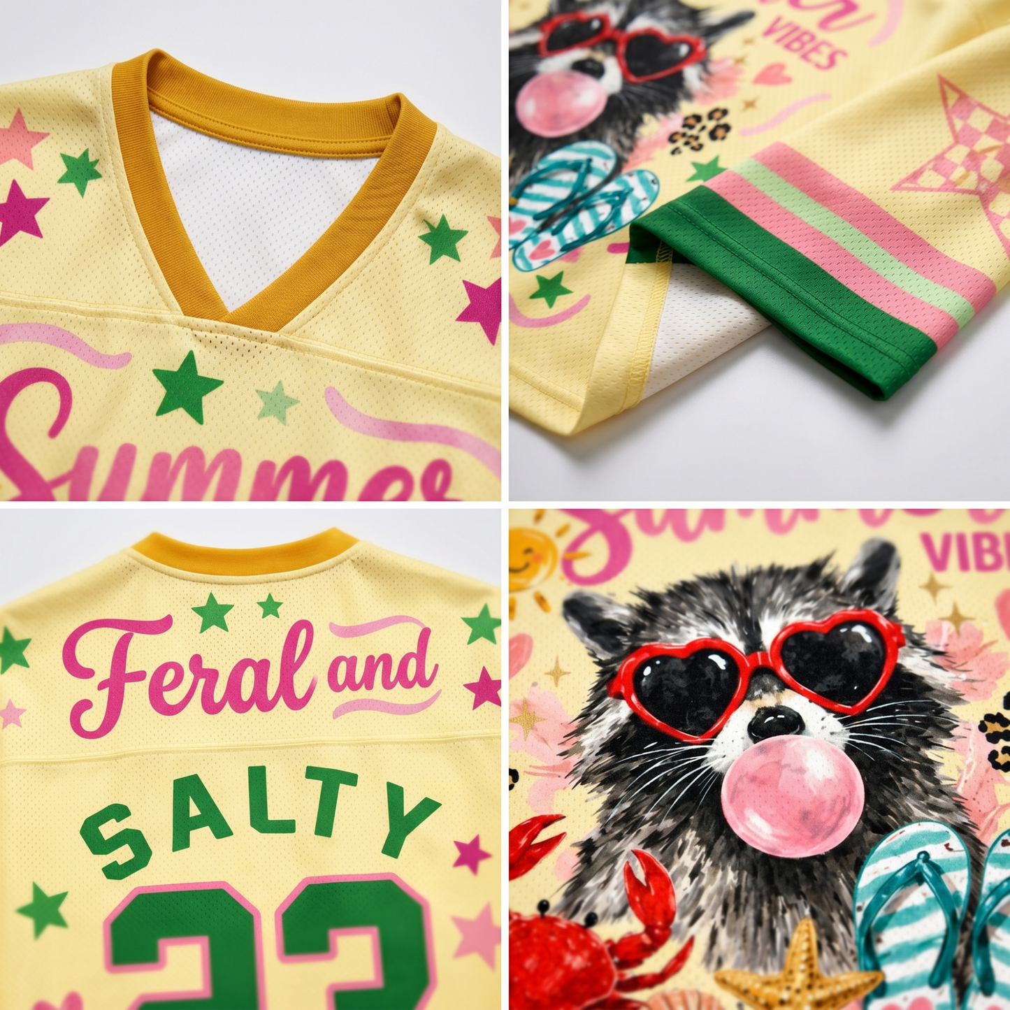 ChaoticClub Feral and Salty Bubble Gum Raccoon Summer Mesh Jersey