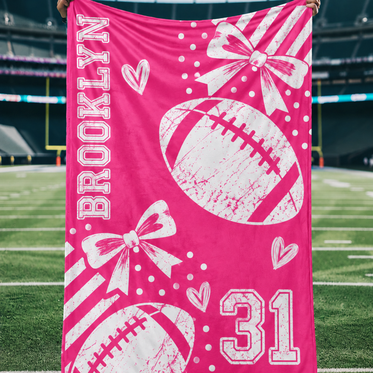 Chaotic Club Personalized Football Coquette Fleece Blanket
