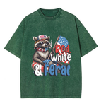 Chaoticclub 250th Red White Feral & Free Raccoon Washed T-Shirt