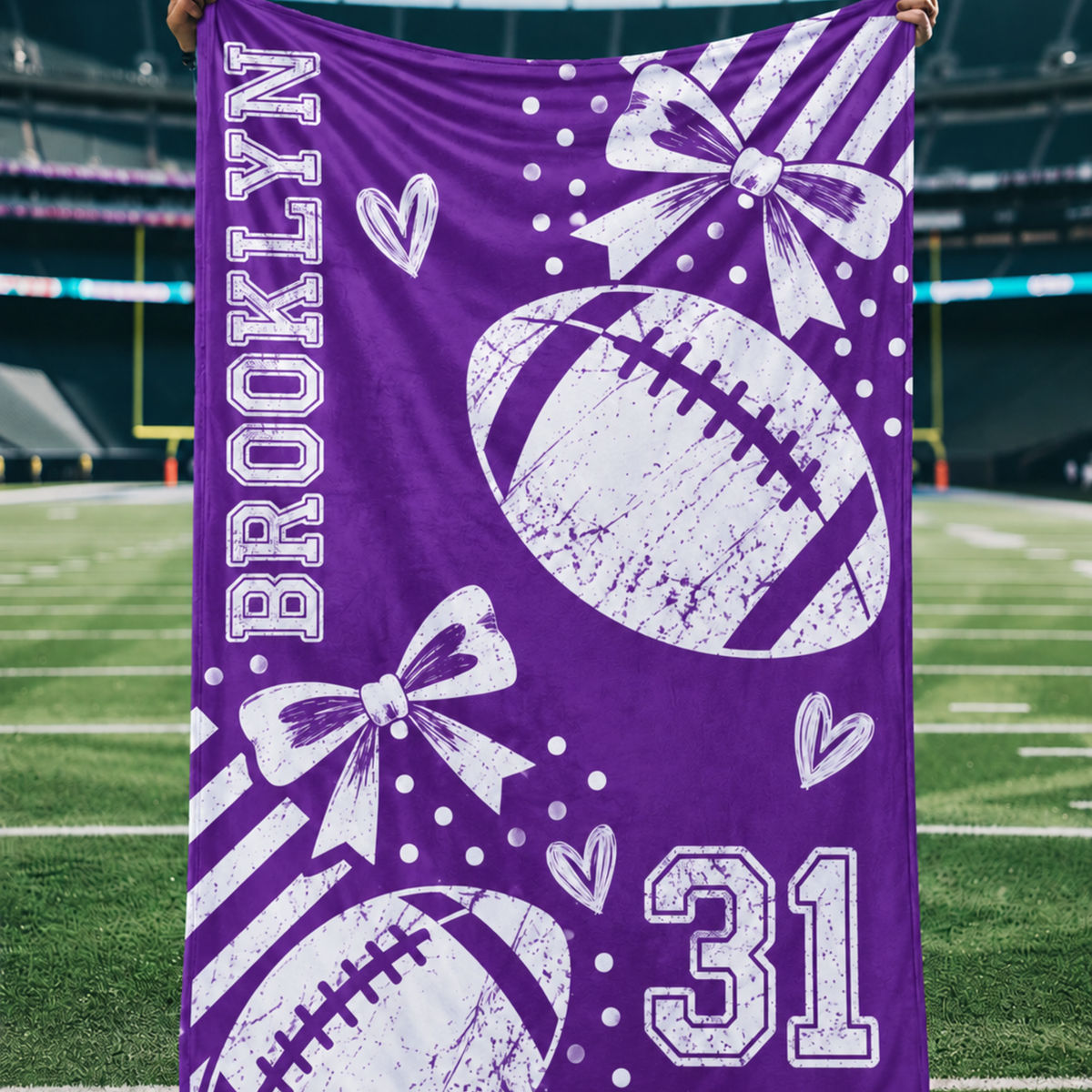 Chaotic Club Personalized Football Coquette Fleece Blanket