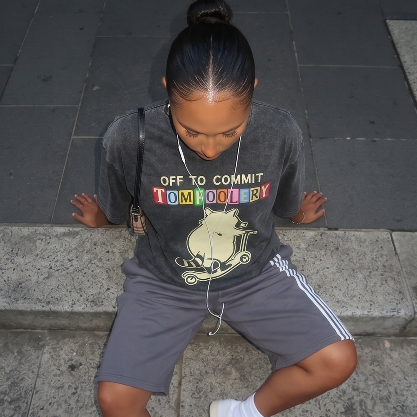 ChaoticClub Off To Commit Tomfoolery Raccoon Wash T-Shirt
