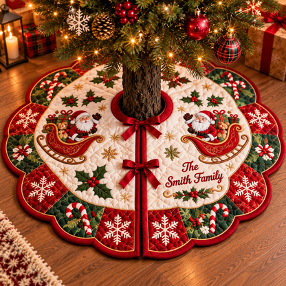 Chaotic Club Personalized Flower Quilt Christmas Tree Skirt