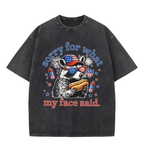 Chaoticclub Patriotic Hotdog Raccoon Washed T-Shirt