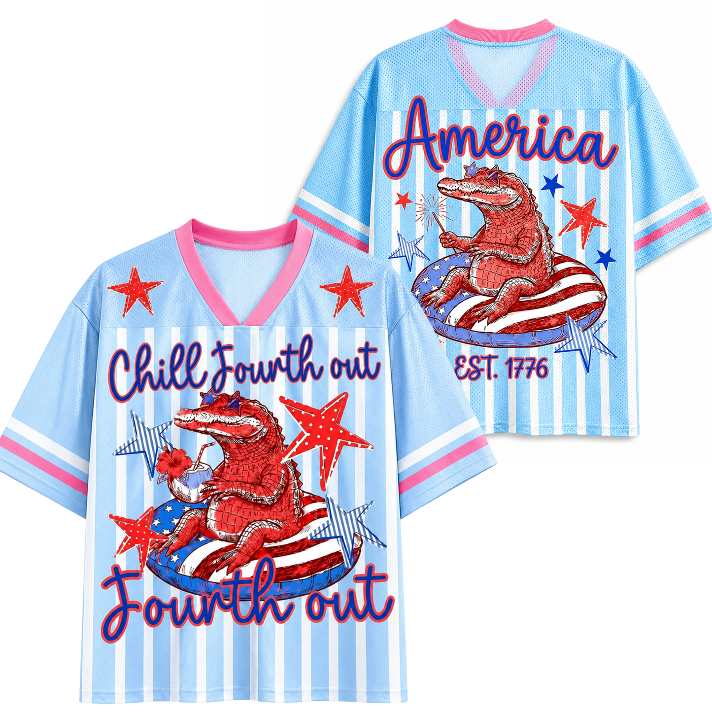 ChaoticClub Chill Founth Out Crocodile 1776 Summer Mesh Jersey