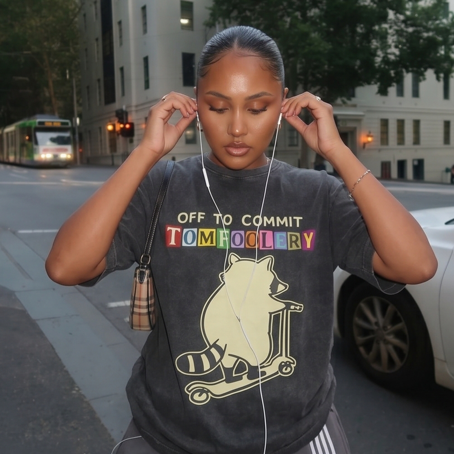 ChaoticClub Off To Commit Tomfoolery Raccoon Wash T-Shirt