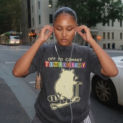 ChaoticClub Off To Commit Tomfoolery Raccoon Wash T-Shirt