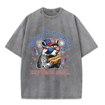Chaoticclub Patriotic Hotdog Raccoon Washed T-Shirt