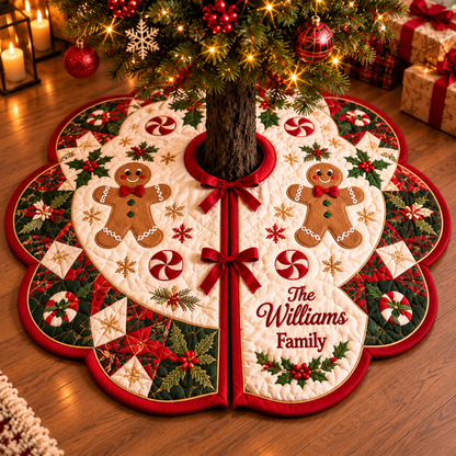 Chaotic Club Personalized Flower Quilt Christmas Tree Skirt
