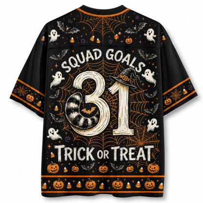 ChaoticClub Here for the Boos Racoon Halloween Mesh Jersey
