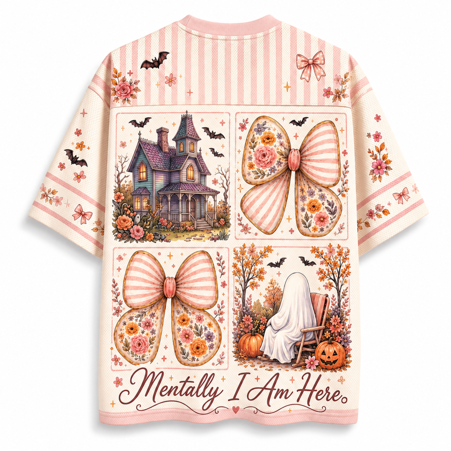 ChaoticClub Preppy Mentally I am Here Halloween Lover Mesh Jersey