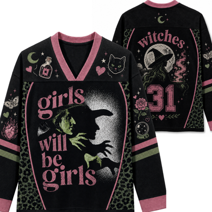 Chaotic Club Girls Will Be Girls Witchy Feminist Long Sleeve Jersey