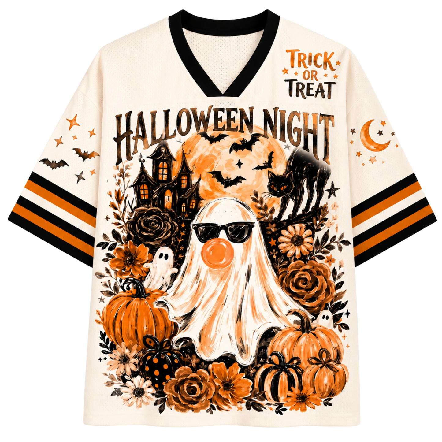 ChaoticClub Ghost Blowing Bubble Gum Brushstroke Halloween Mesh Jersey