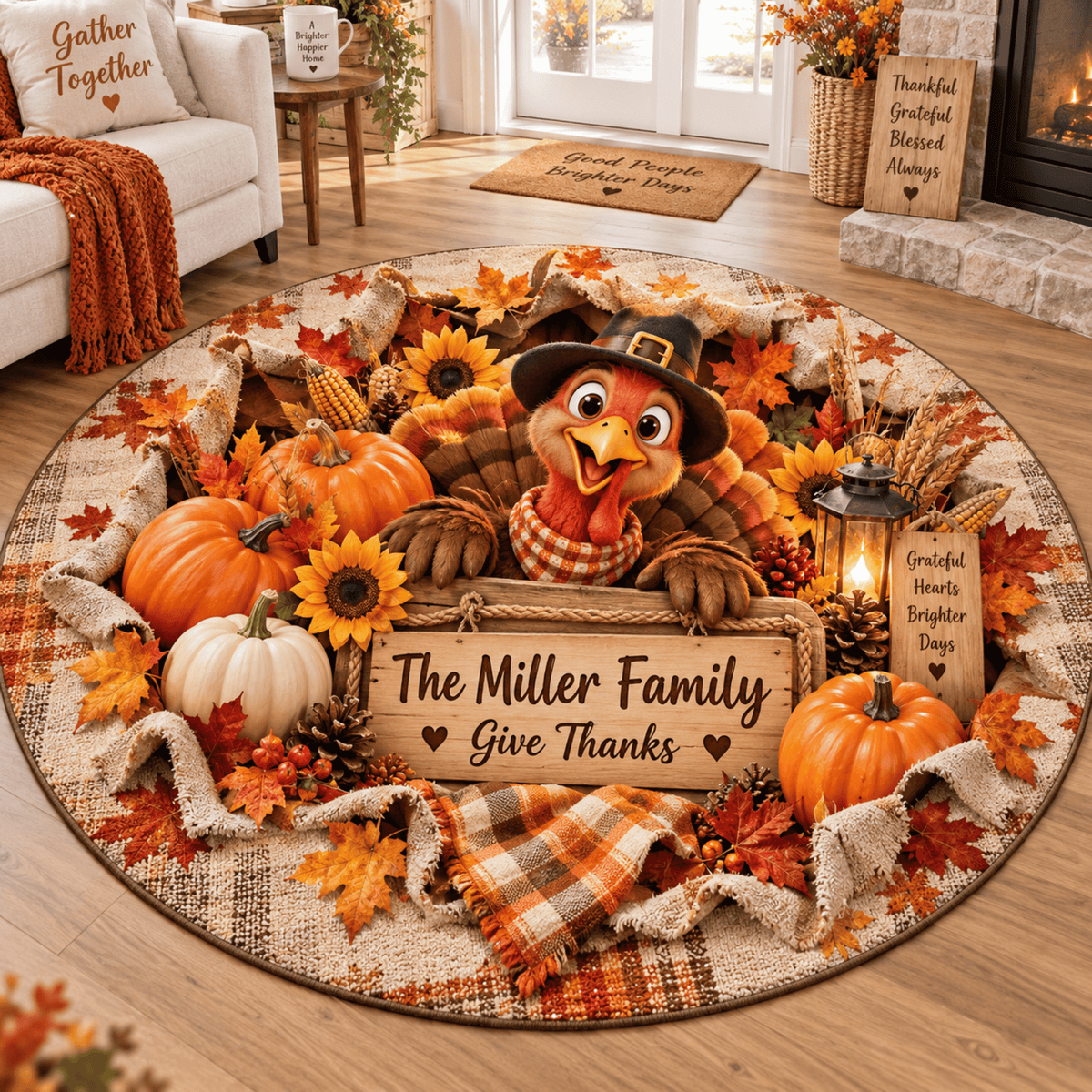 Chaotic Club Personalized Thanksgiving 3D Spiral Staircase Rug