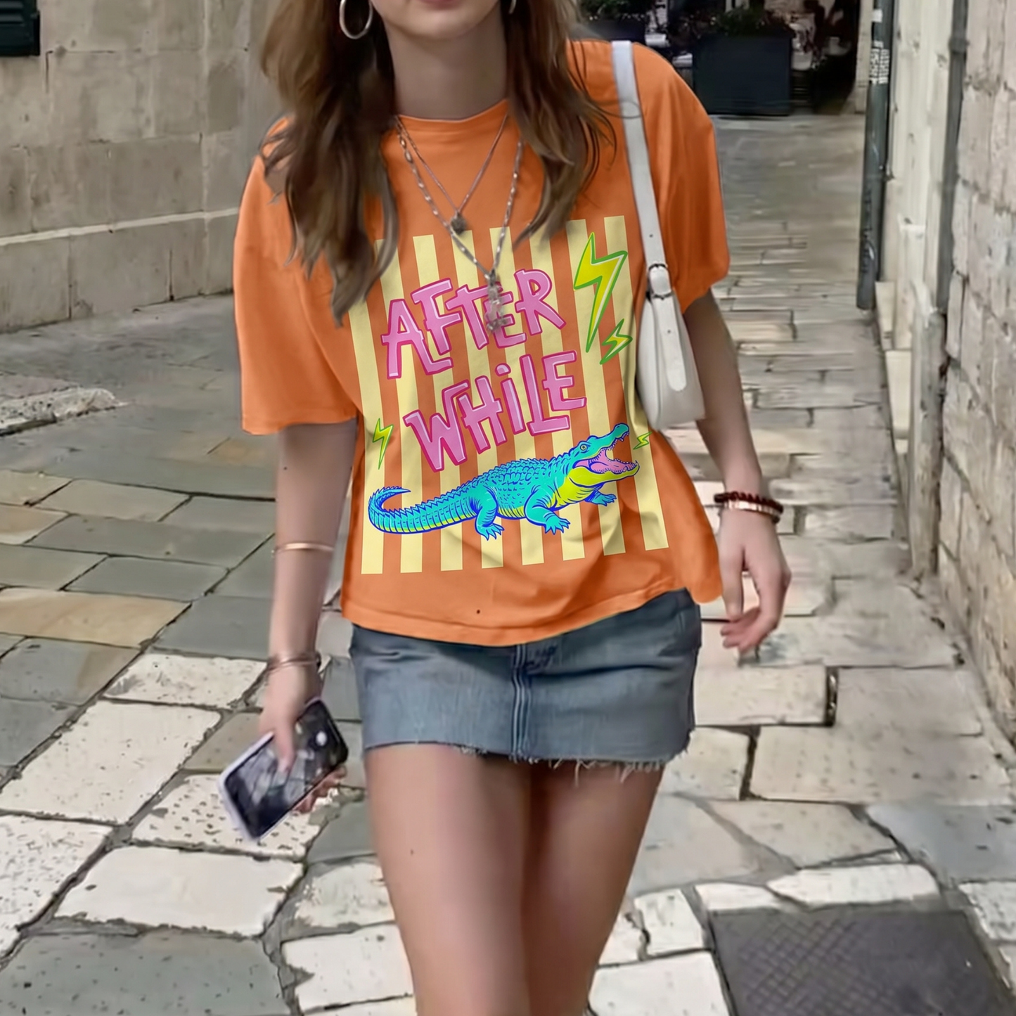 ChaoticClub Summer After While Crocodile Neon T-Shirt